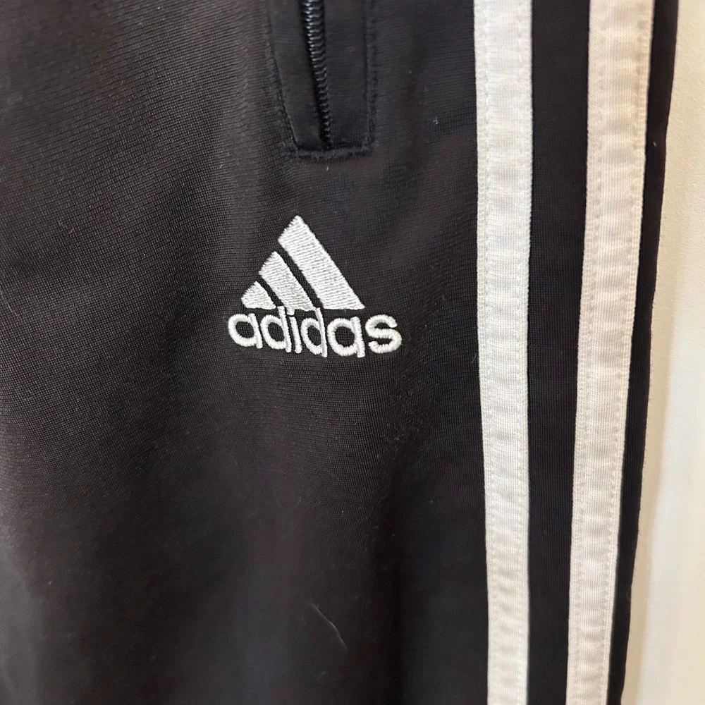 Y2K Adidas Small‎ Black Breakaway Tear away Track Pants Snap Button 3 Stripes
